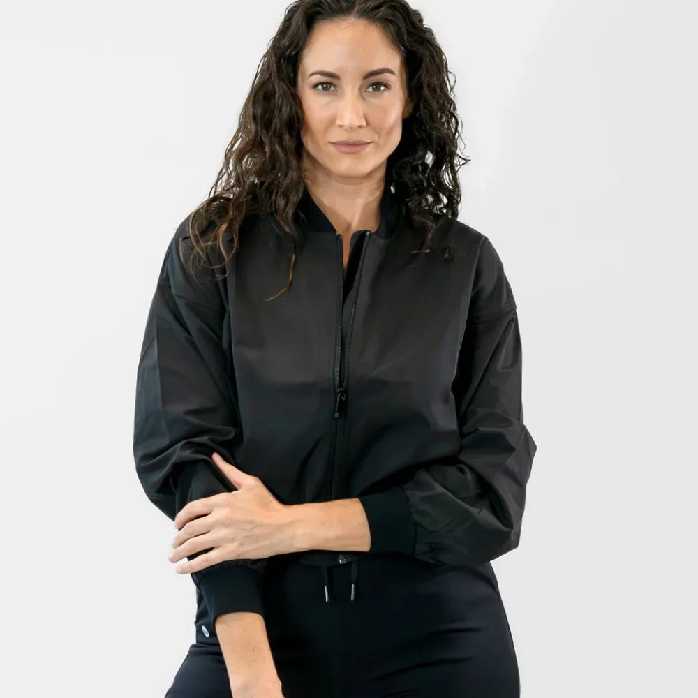 Senita Athletics Lightweight Bomber Jacket - Black - Size Small - Picture 2 of 5